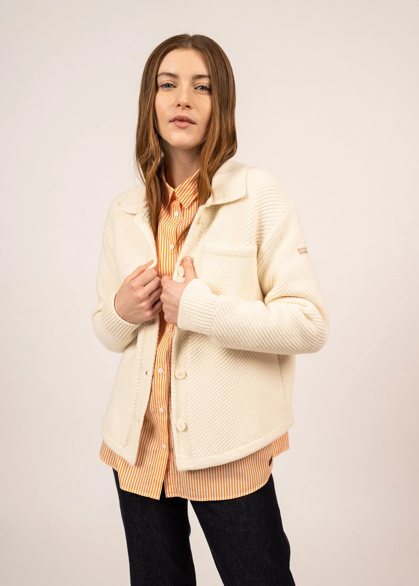 Orthez short jacket - shirt neck, in wool (ECUME)