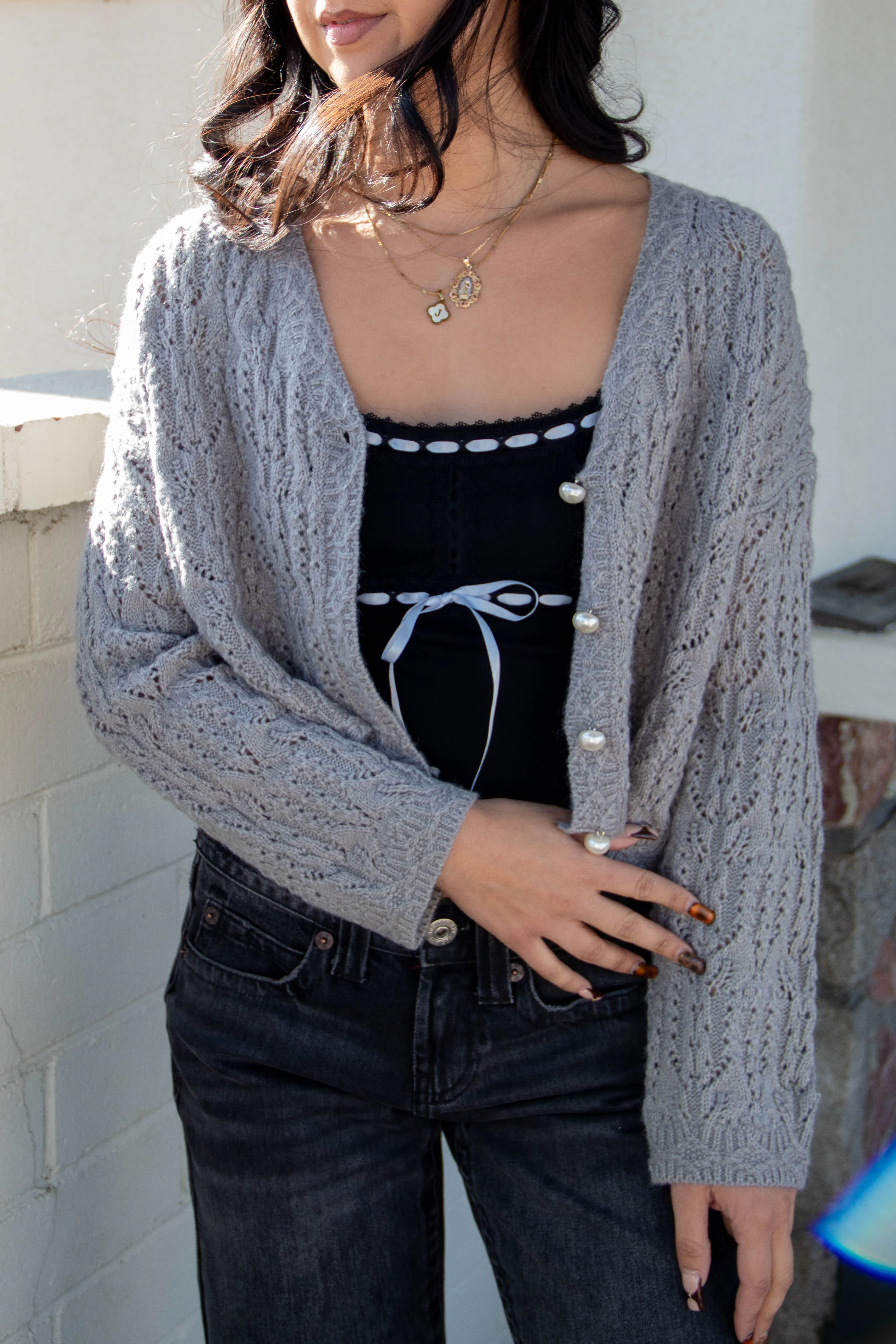 Pearl Button Crochet Cardigan