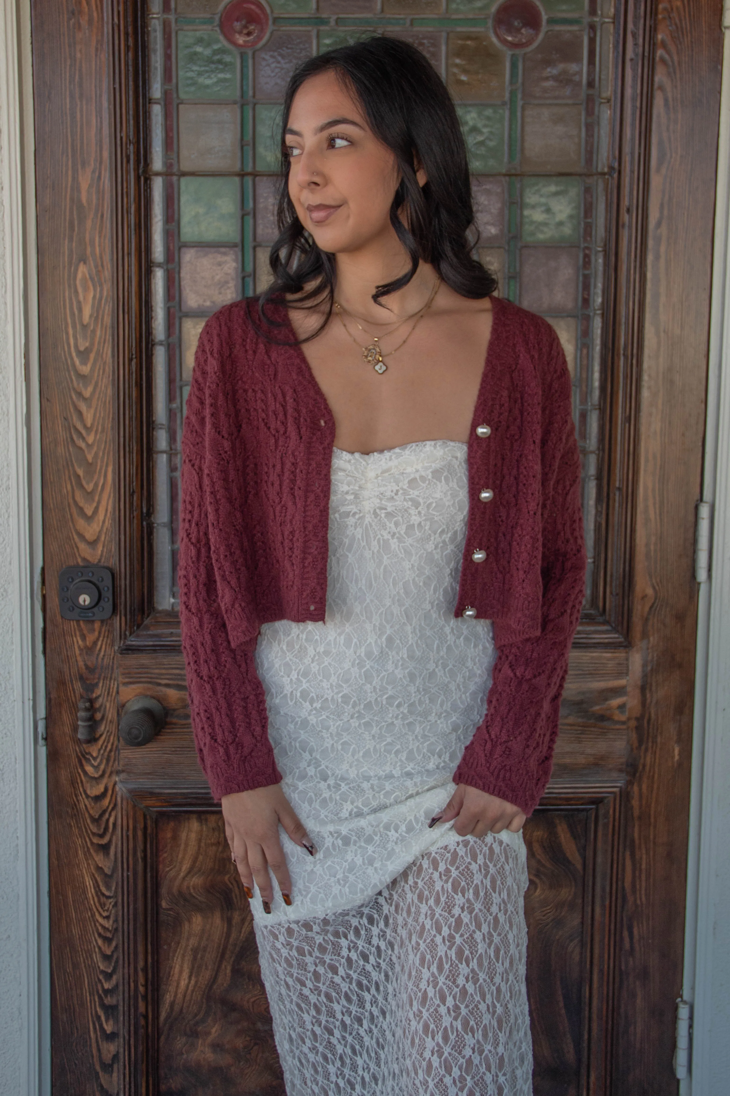 Pearl Button Crochet Cardigan