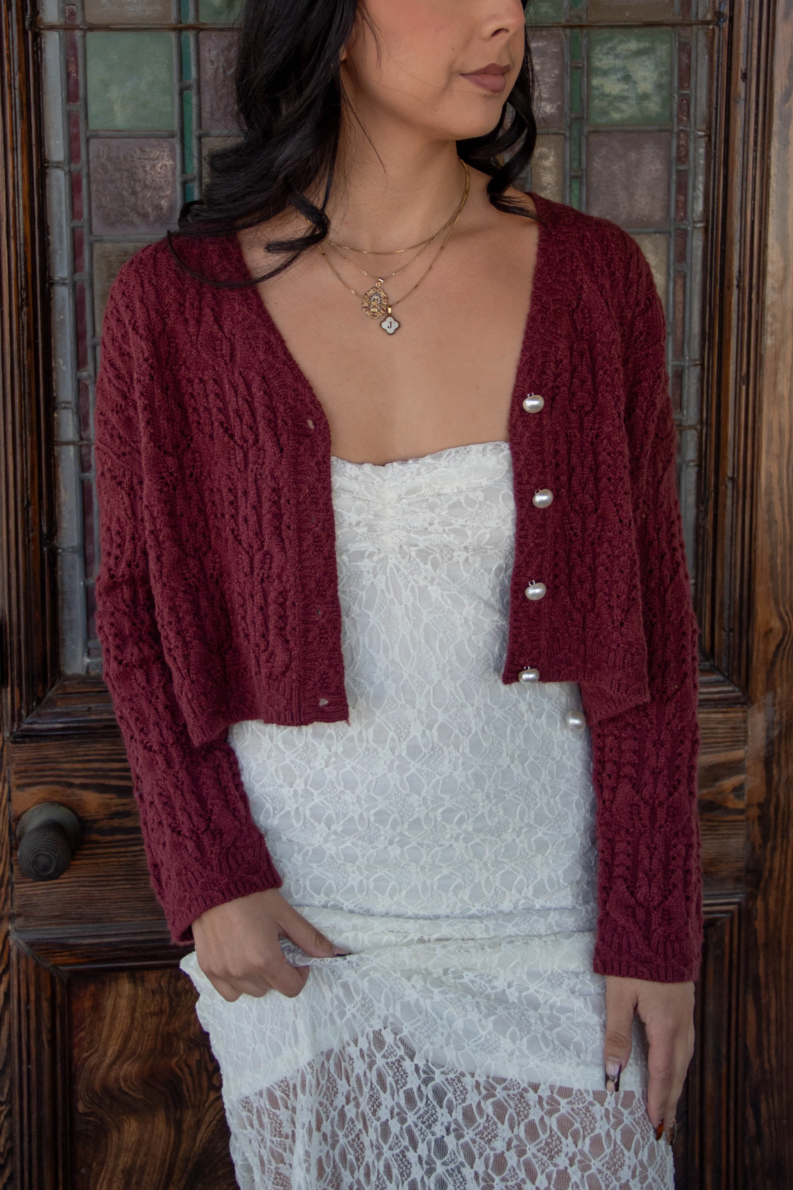 Pearl Button Crochet Cardigan