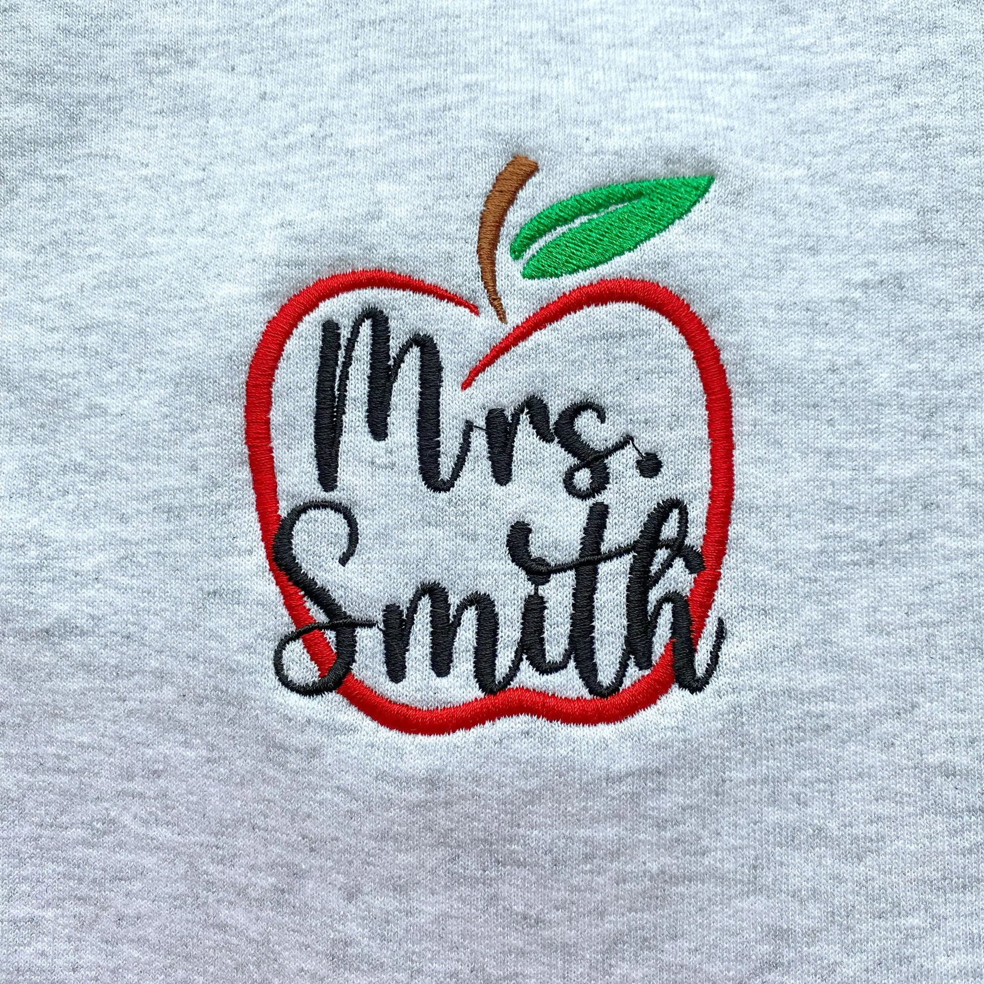 Personalized Apple Outline Teacher Gemma Crewneck Sweatshirt