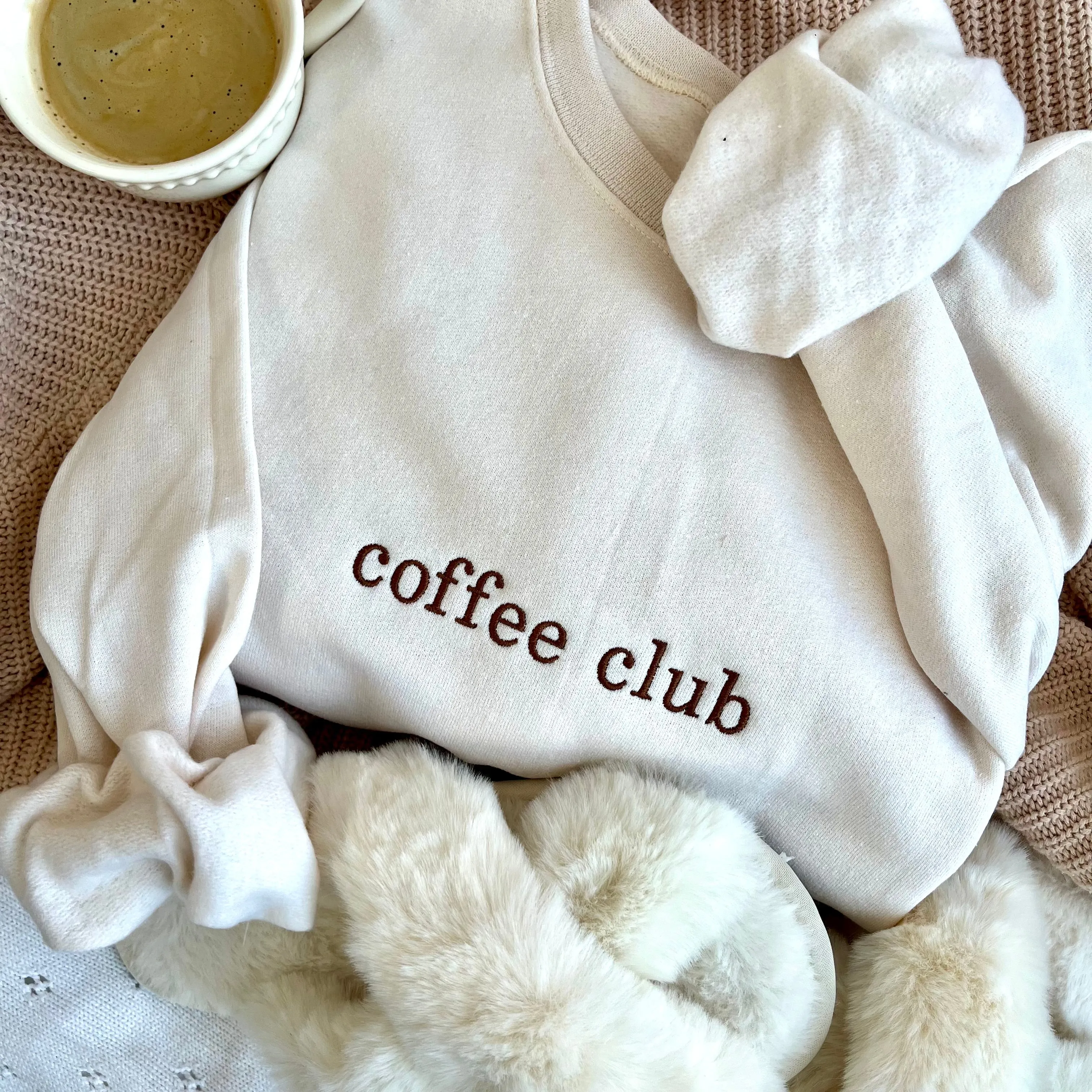 Personalized Coffee Club Embroidered Gemma Crewneck Sweatshirt