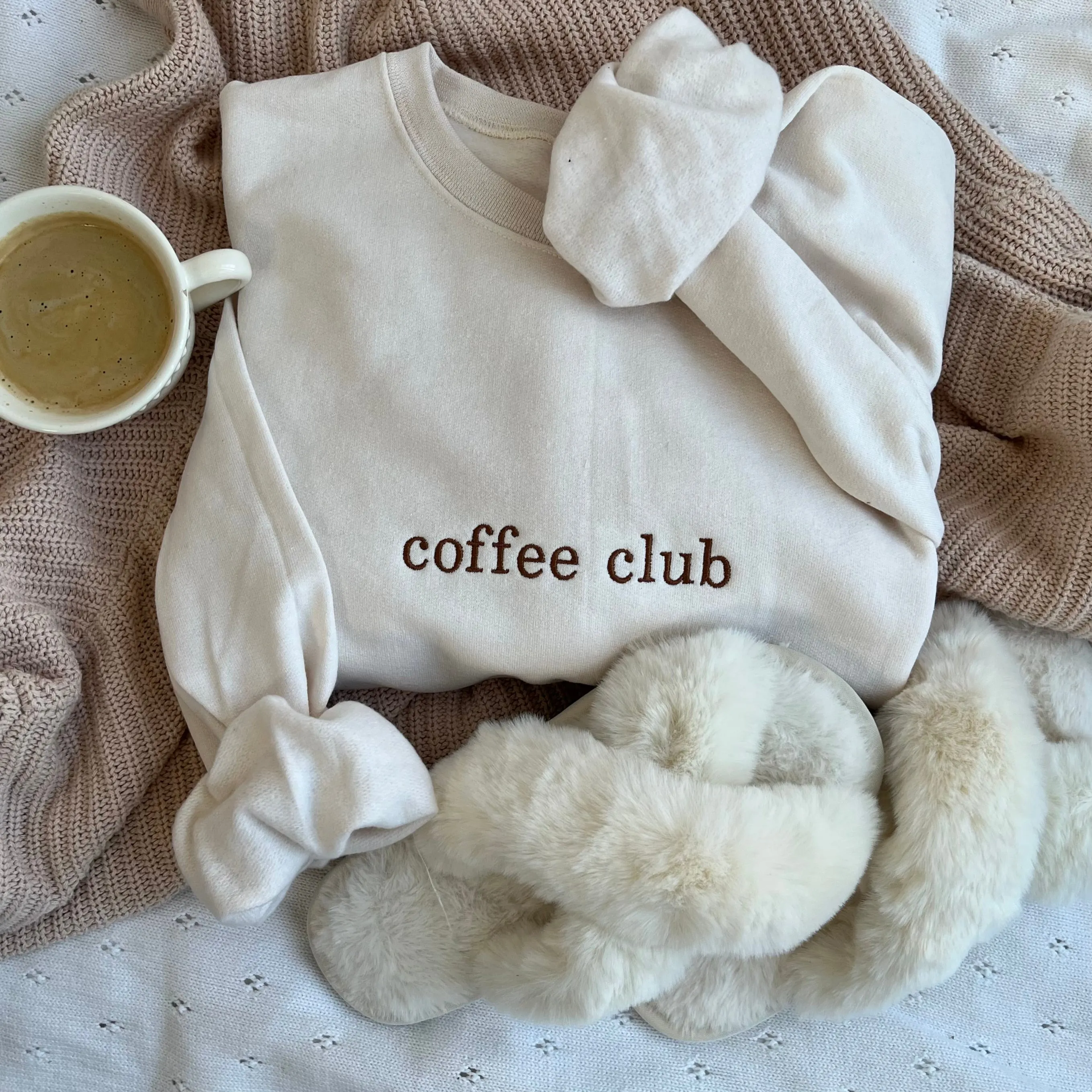 Personalized Coffee Club Embroidered Gemma Crewneck Sweatshirt