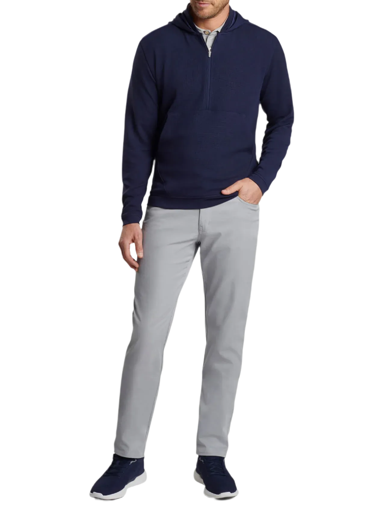 Peter Millar - Men's Grid Performance Half-Zip Hoodie - Navy