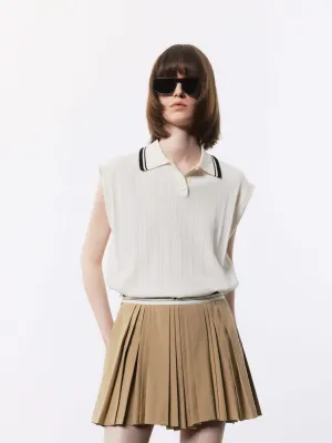 Polo Collar Sleeveless Top