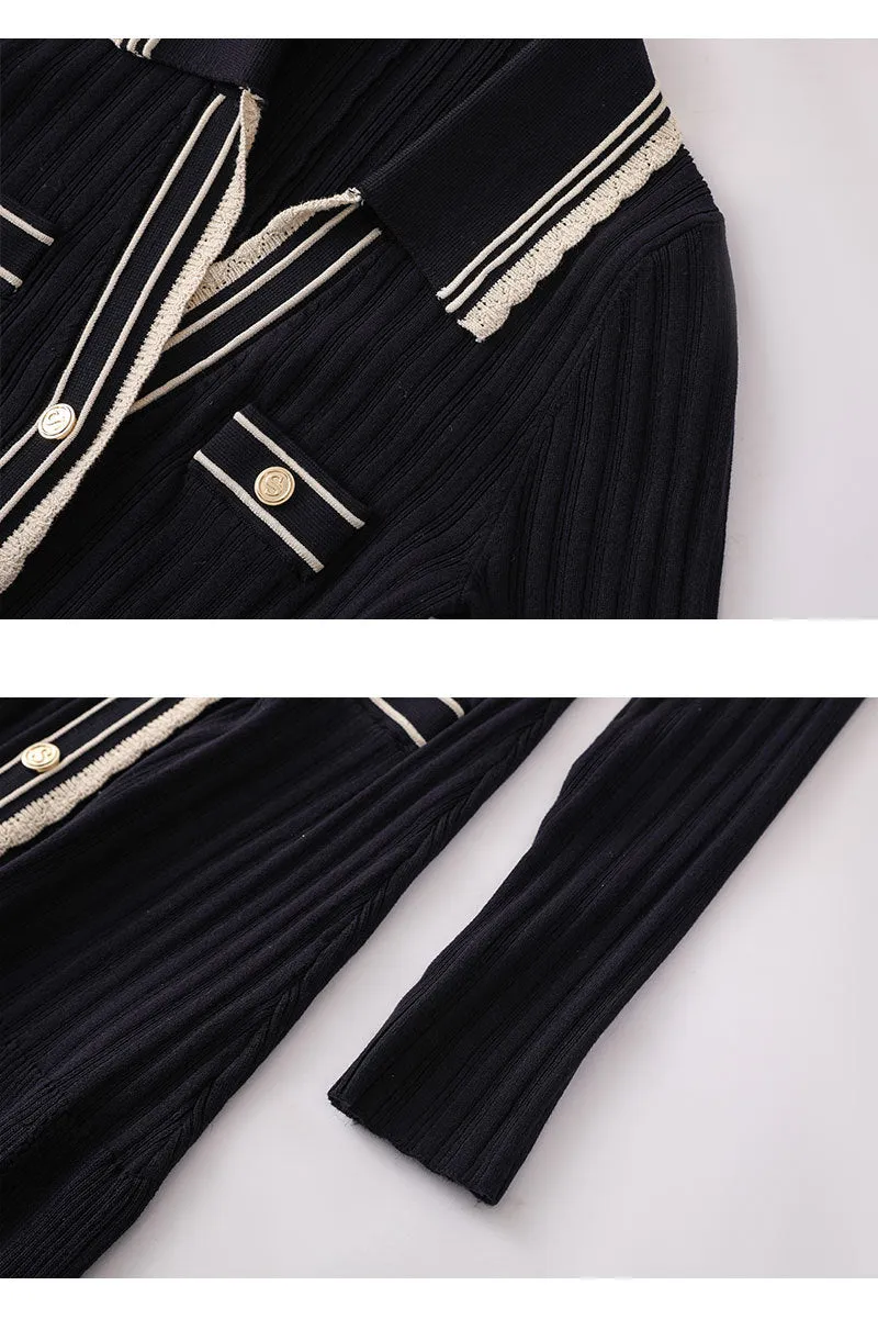 Pre Order:  Contrast Edge Stripes Knit Dress