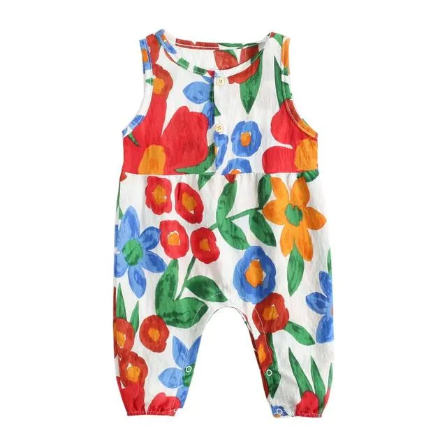 Raina - Girls Floral  Bodysuits Sleeveless Romper