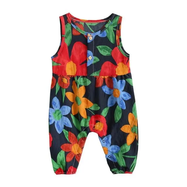 Raina - Girls Floral  Bodysuits Sleeveless Romper