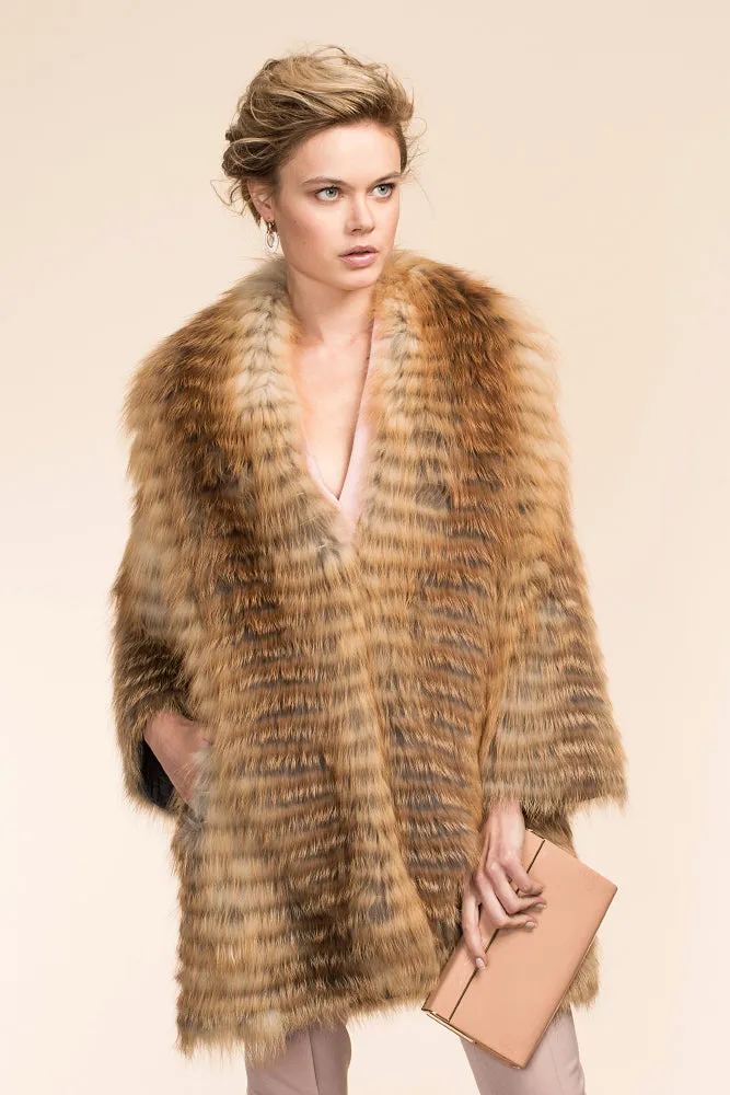 Real Red Fox Fur Coat Jacket