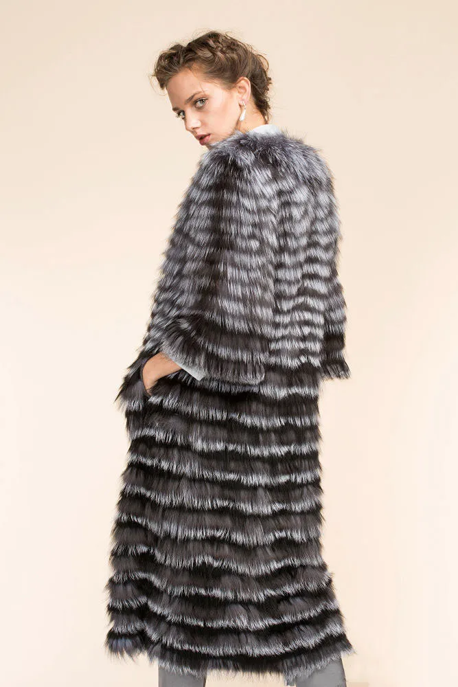 Real Silver Fox Fur Coat