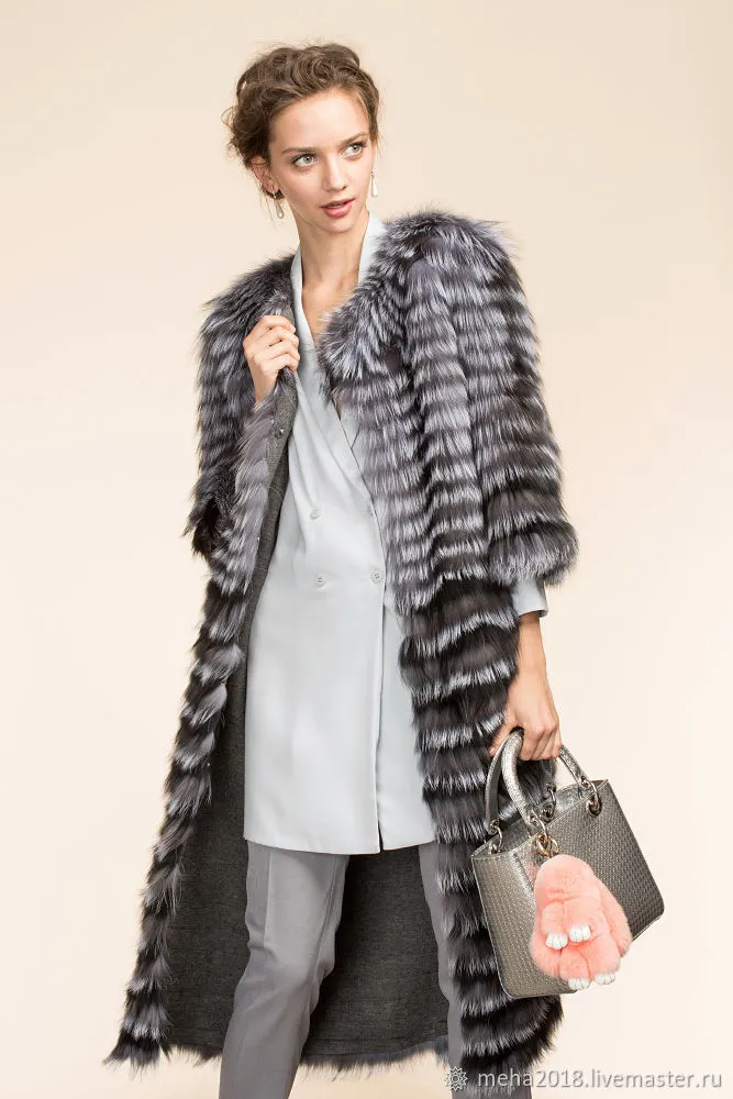 Real Silver Fox Fur Coat