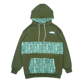 Removable Bear Green Fur Tall Pullover Hoodie