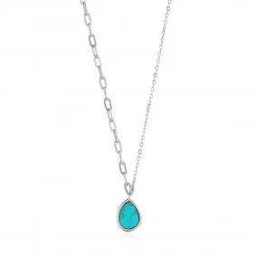 Rhodium Tidal Turquoise Mixed Link Necklace N027-02H