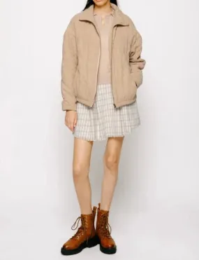 Rigid Rebel Corduroy Bomber Jacket in Taupe