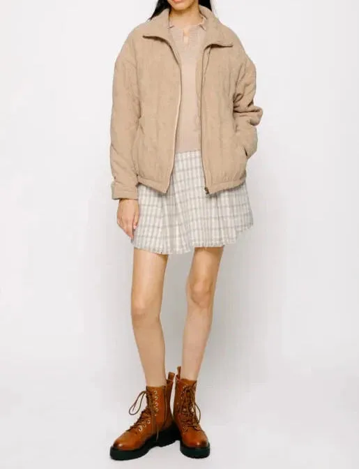 Rigid Rebel Corduroy Bomber Jacket in Taupe