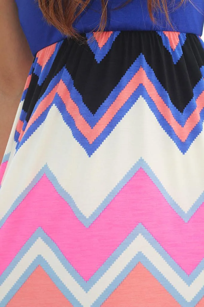 Royal Blue Chevron Maxi Dress