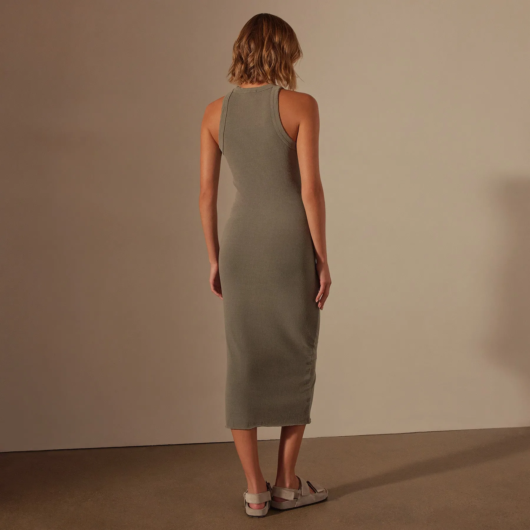 Ruched Cut Away Tank Dress - Palm Pigment