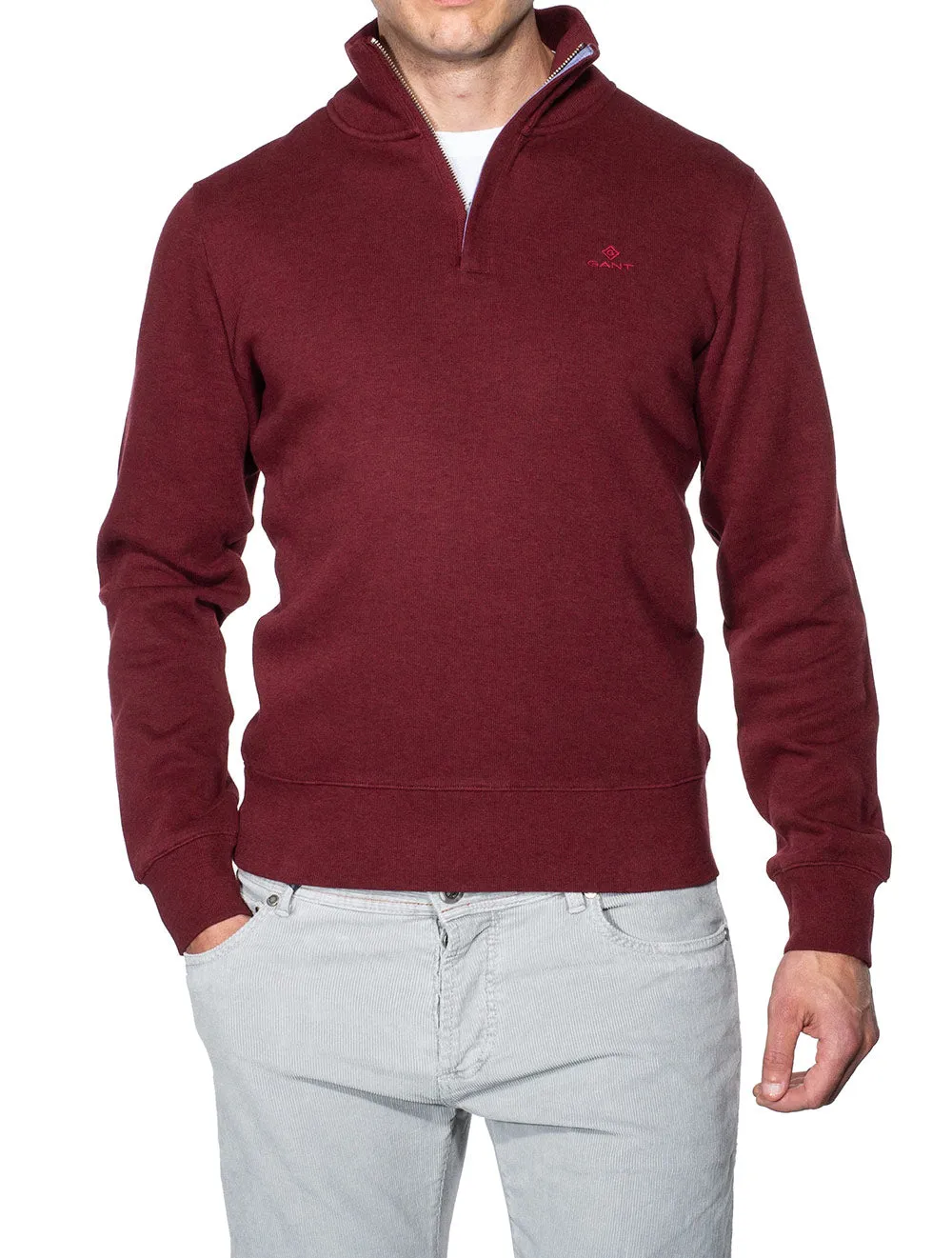 Sacker Rib Half Zip Burgundy Melange