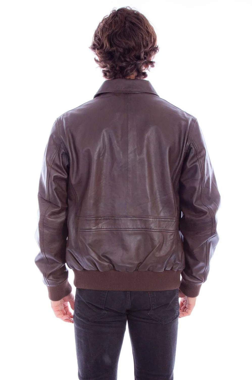 Scully Mens Classic Bomber Brown Leather Leather Jacket L