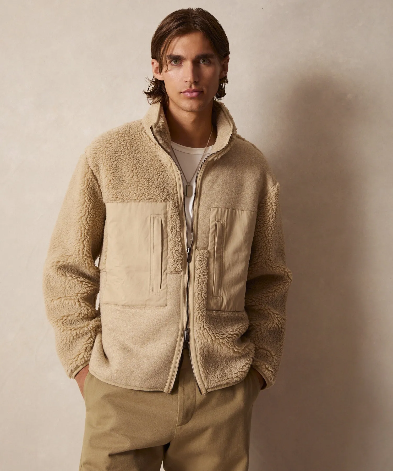 Sherpa Full-Zip Jacket in Stone