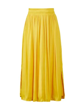 Shirred Maxi Skirt in Bright Daffodil