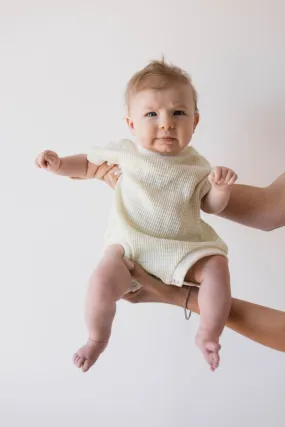 Short Sleeve Romper | Lime Stripe