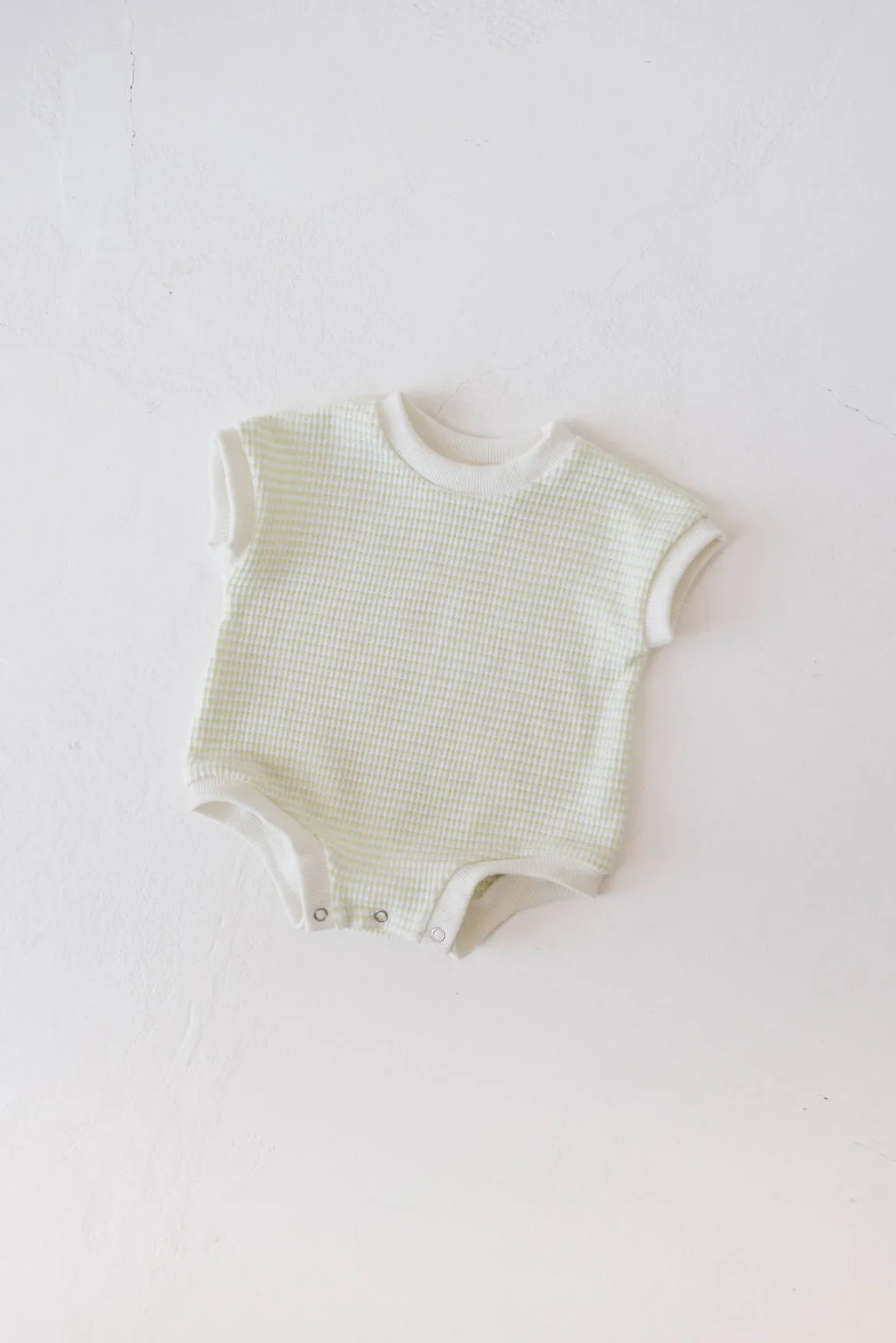 Short Sleeve Romper | Lime Stripe