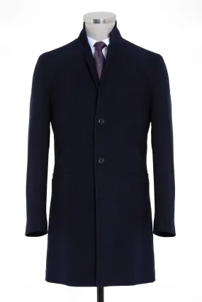 Slim Fit Cachet Notch Lapel Navy Overcoat