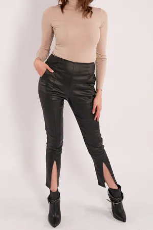 Slit Zip Leather Pants