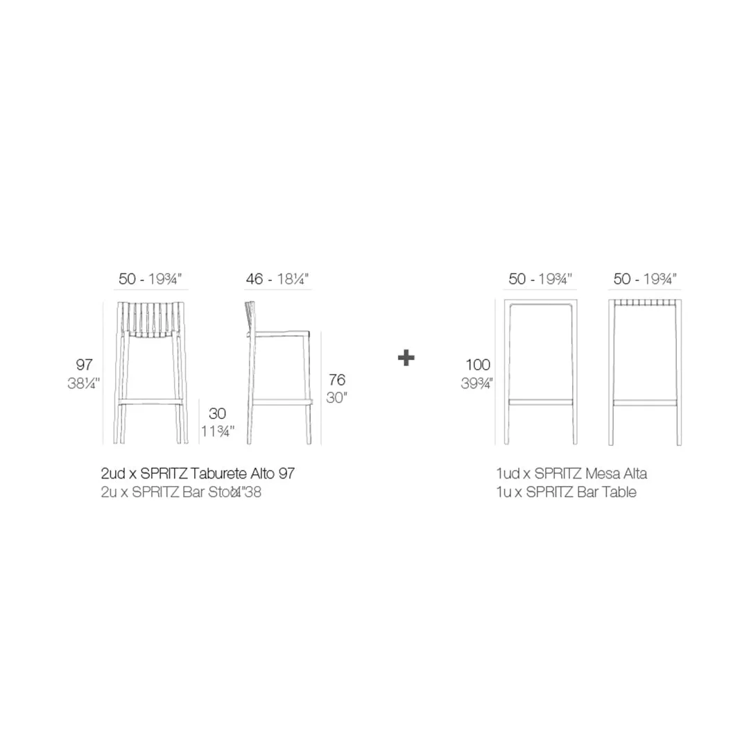 Spritz Bar Set Bundle - Modern Patio Furniture