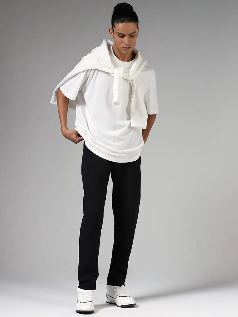 Studiofit White Cotton Relaxed-Fit T-Shirt