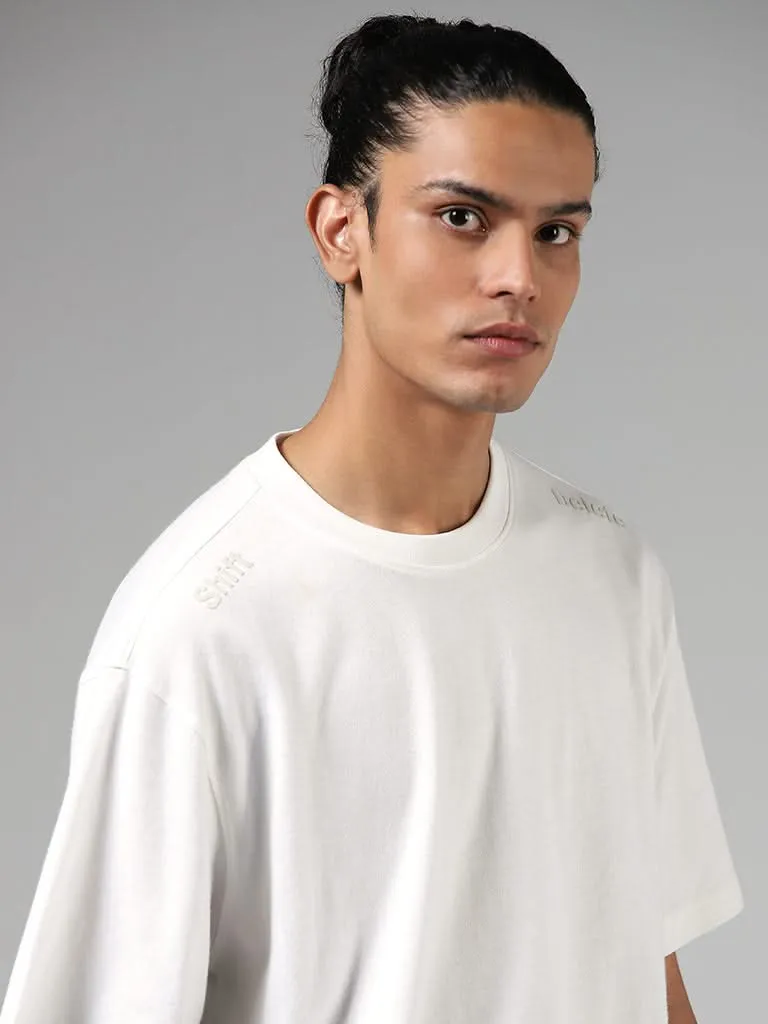 Studiofit White Cotton Relaxed-Fit T-Shirt