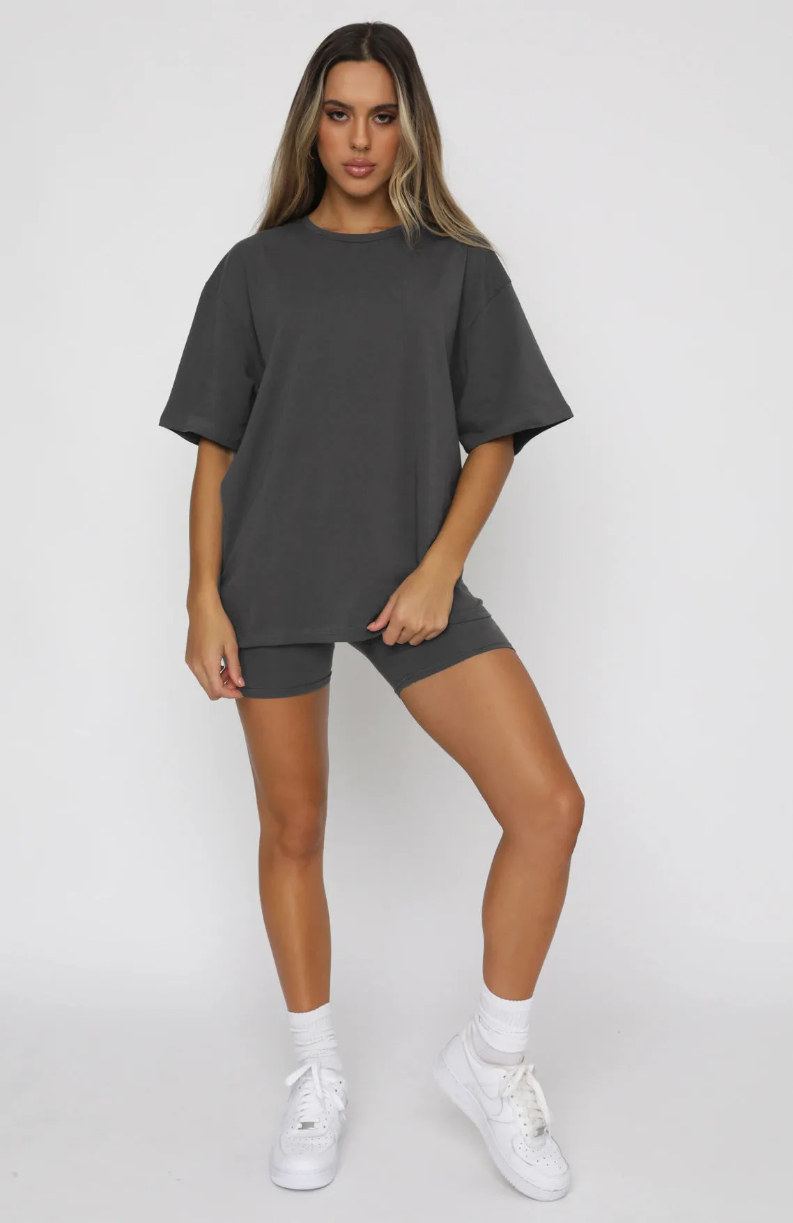 Summer Solid Color Short Sleeve round Neck Pullover Top Urban Casual Shorts Suit Women