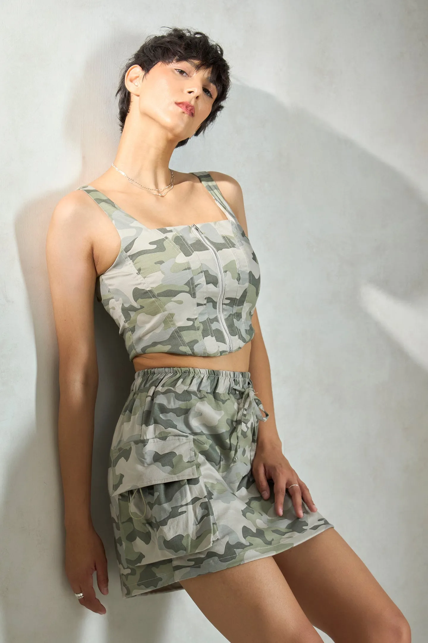 Teagan Top|Corset in Cotton Camo