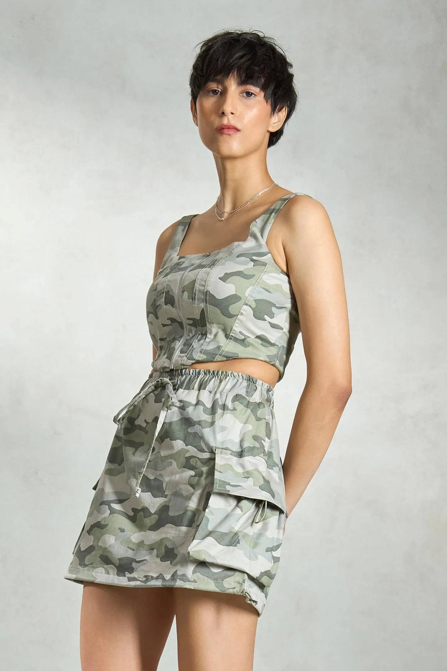 Teagan Top|Corset in Cotton Camo