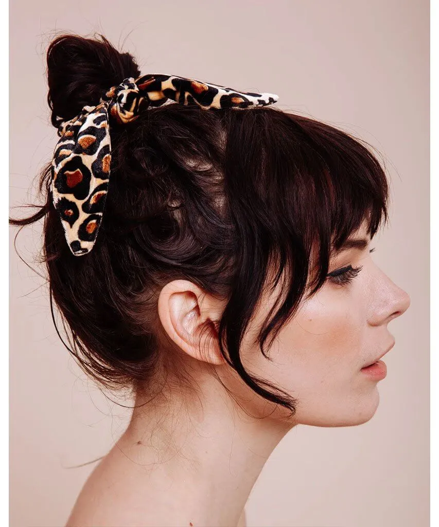 The Bebe Scrunchie Tie Leopard Velvet