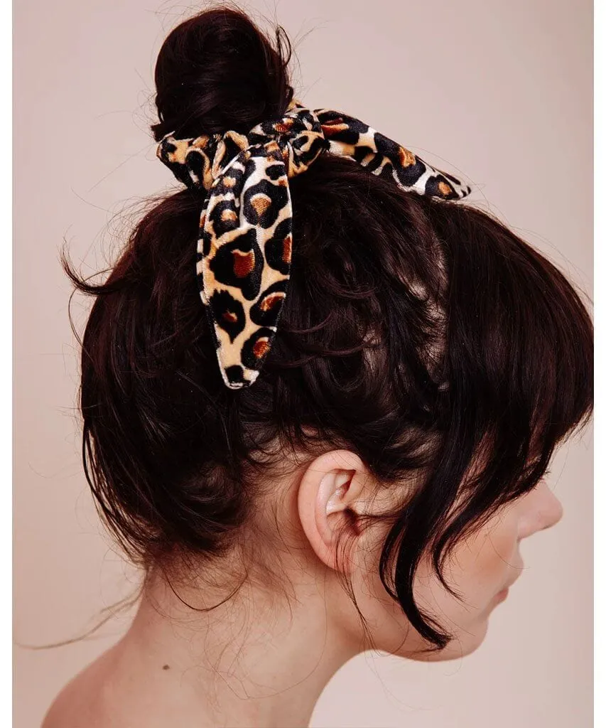 The Bebe Scrunchie Tie Leopard Velvet