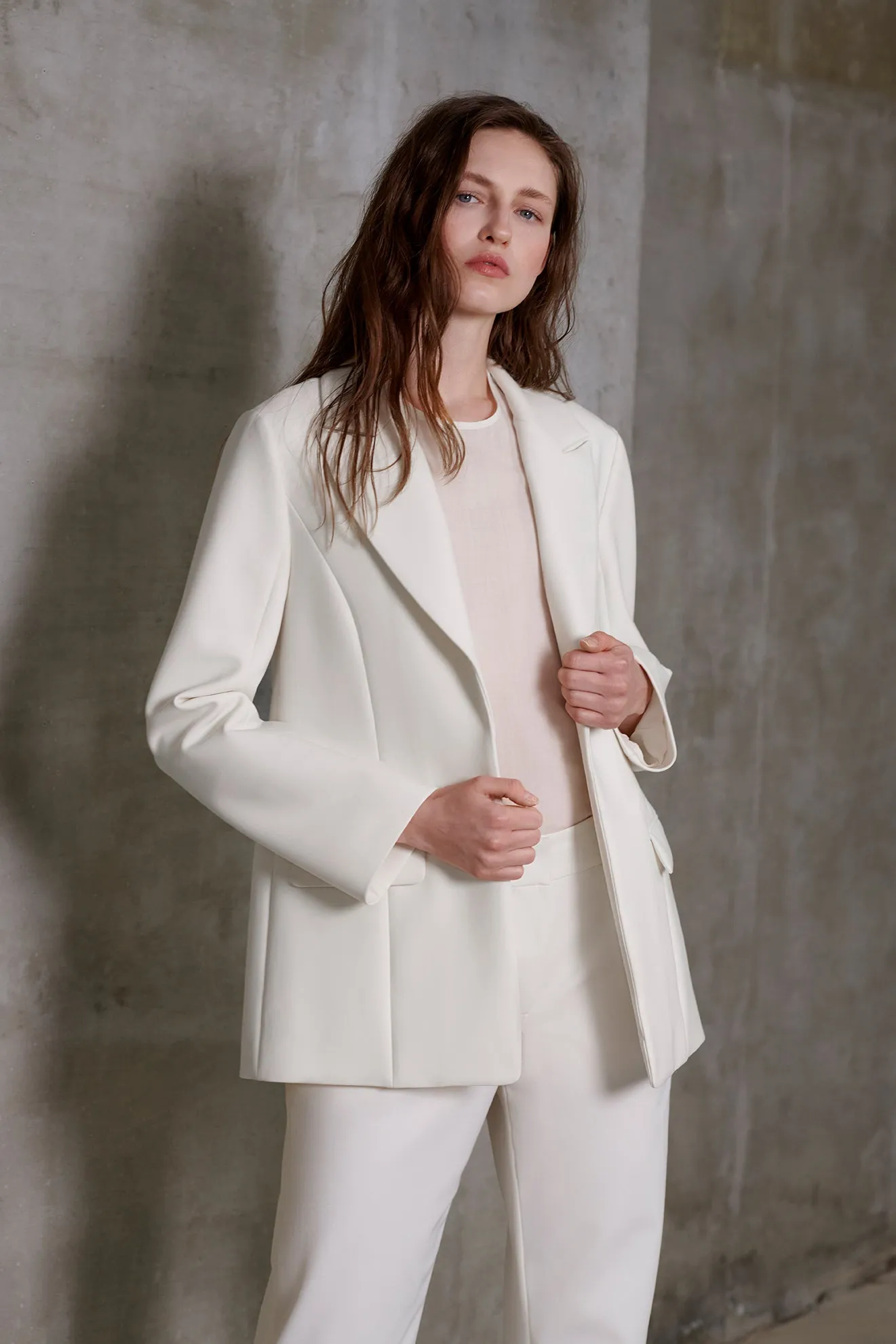 The Clean Cut Jacket in Creme Twill Suiting