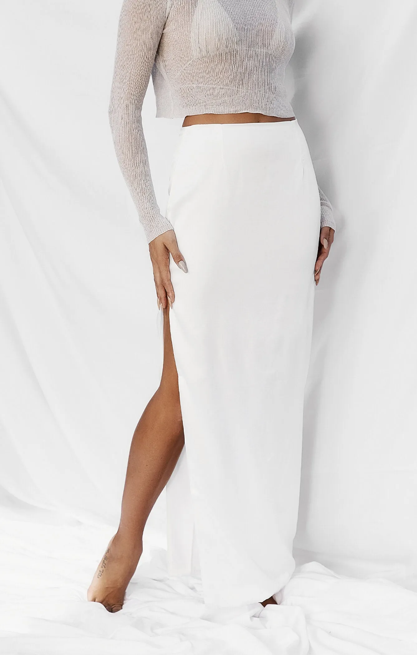 THE SILK MAXI SKIRT - WHITE