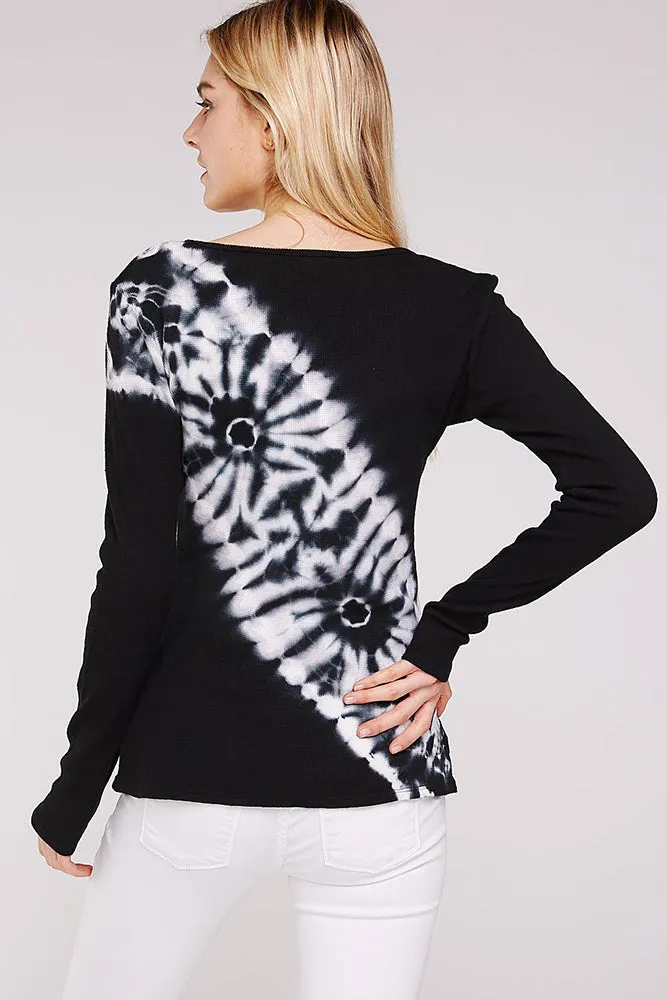 Tie-Dye Black and White Thermal Sweater