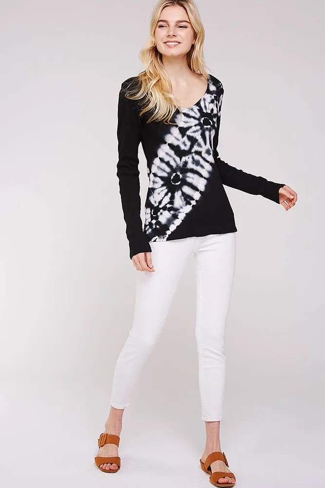 Tie-Dye Black and White Thermal Sweater