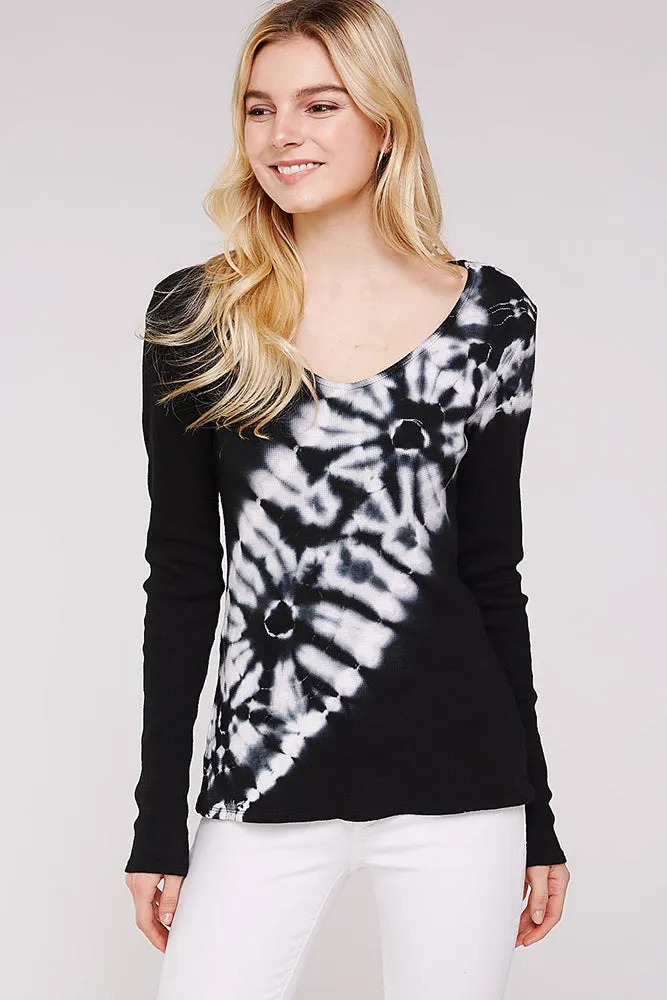 Tie-Dye Black and White Thermal Sweater