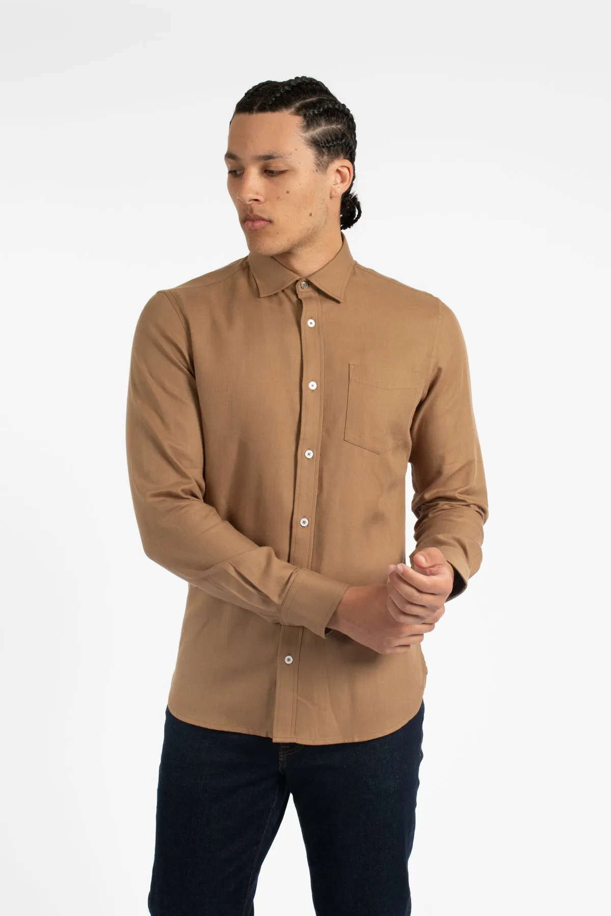 Tobacco Twill Cotton Tencel Shirt