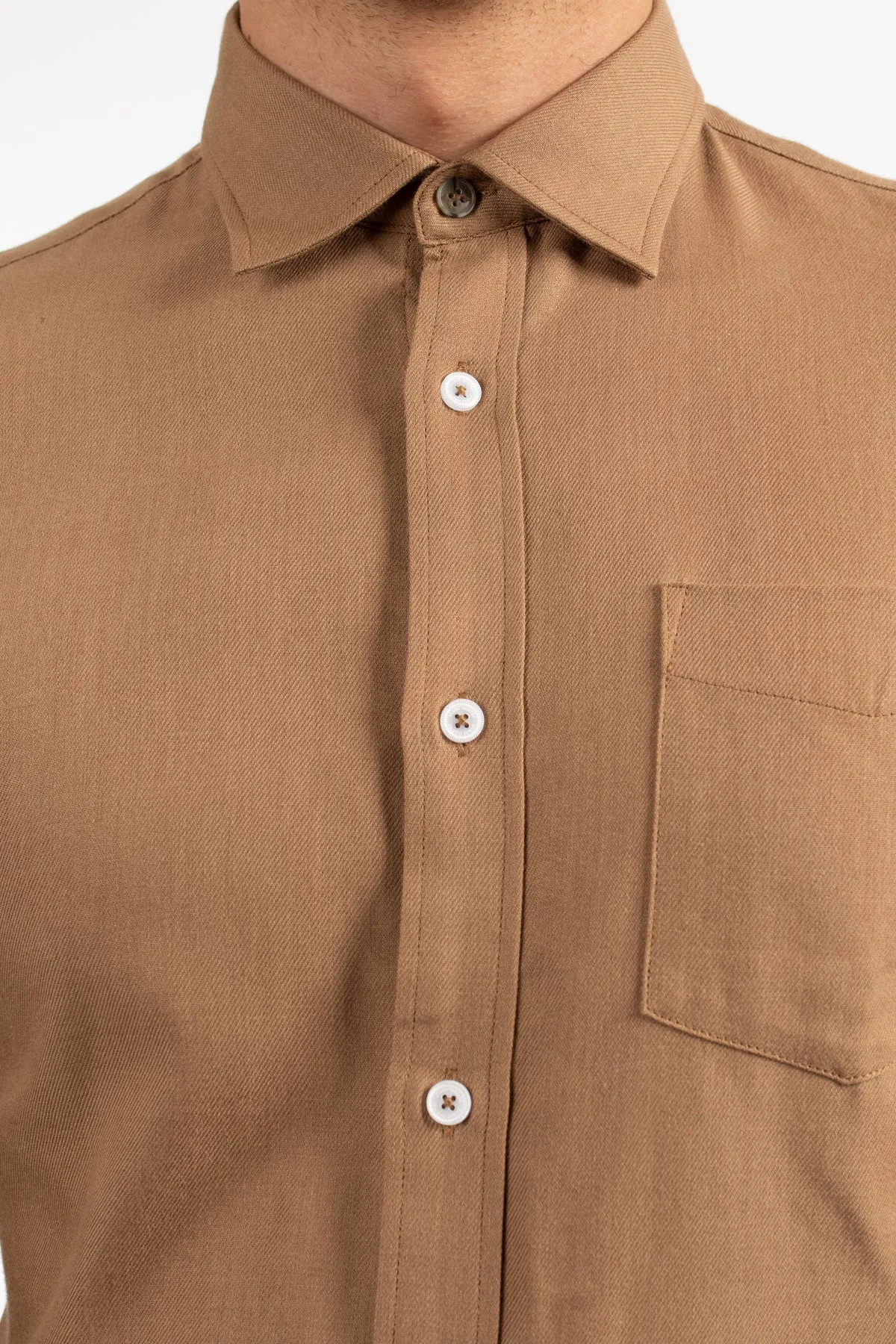 Tobacco Twill Cotton Tencel Shirt