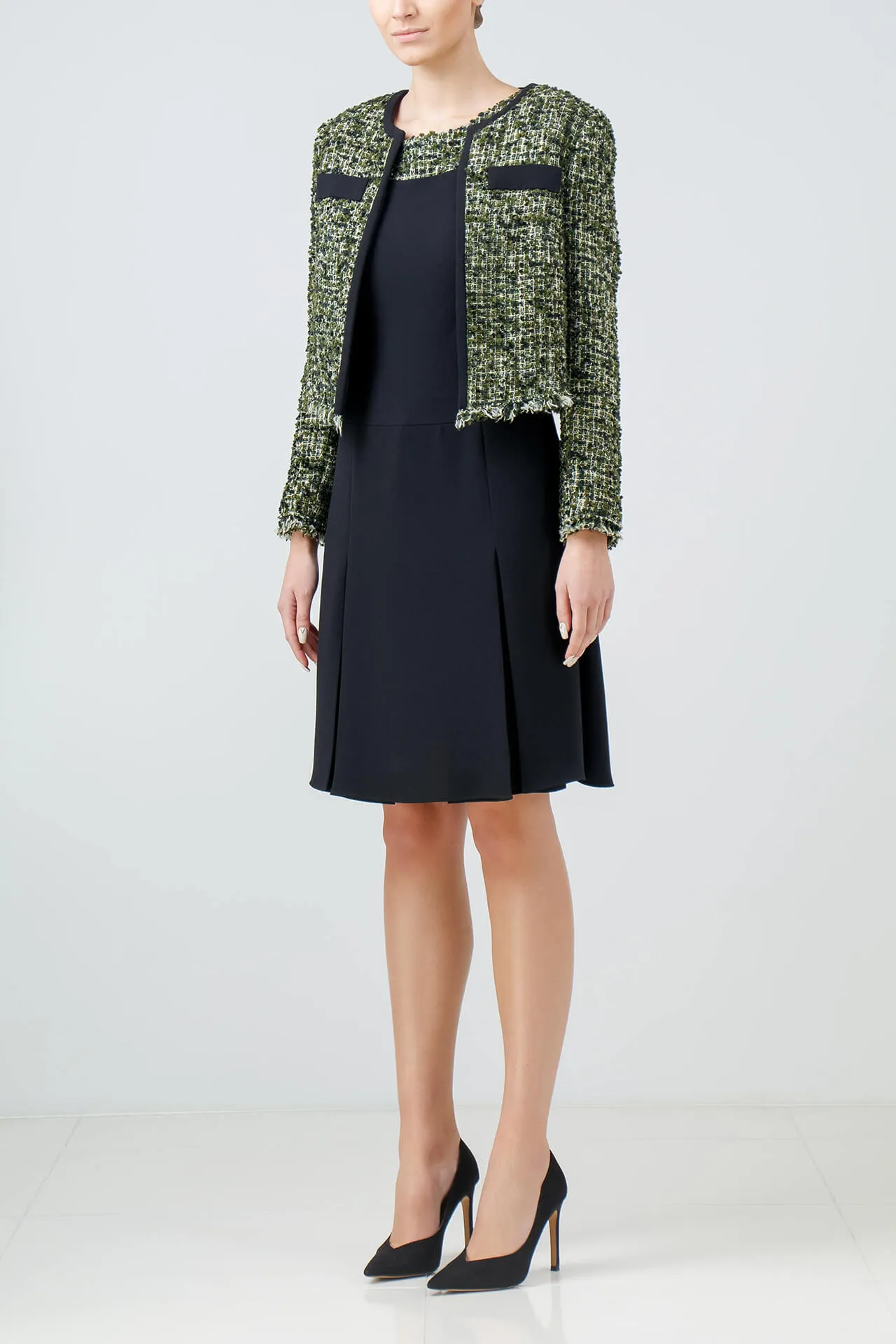 Tweed jacket with contrasting flap pockets