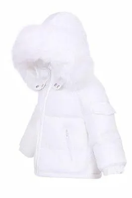 Unisex White Fur Hood Coat