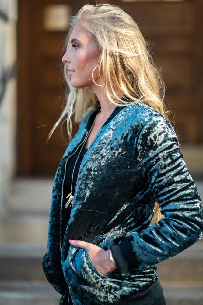 Velvet Dreams Puff Bomber Jacket