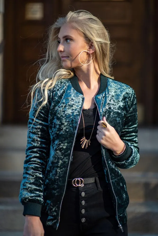 Velvet Dreams Puff Bomber Jacket