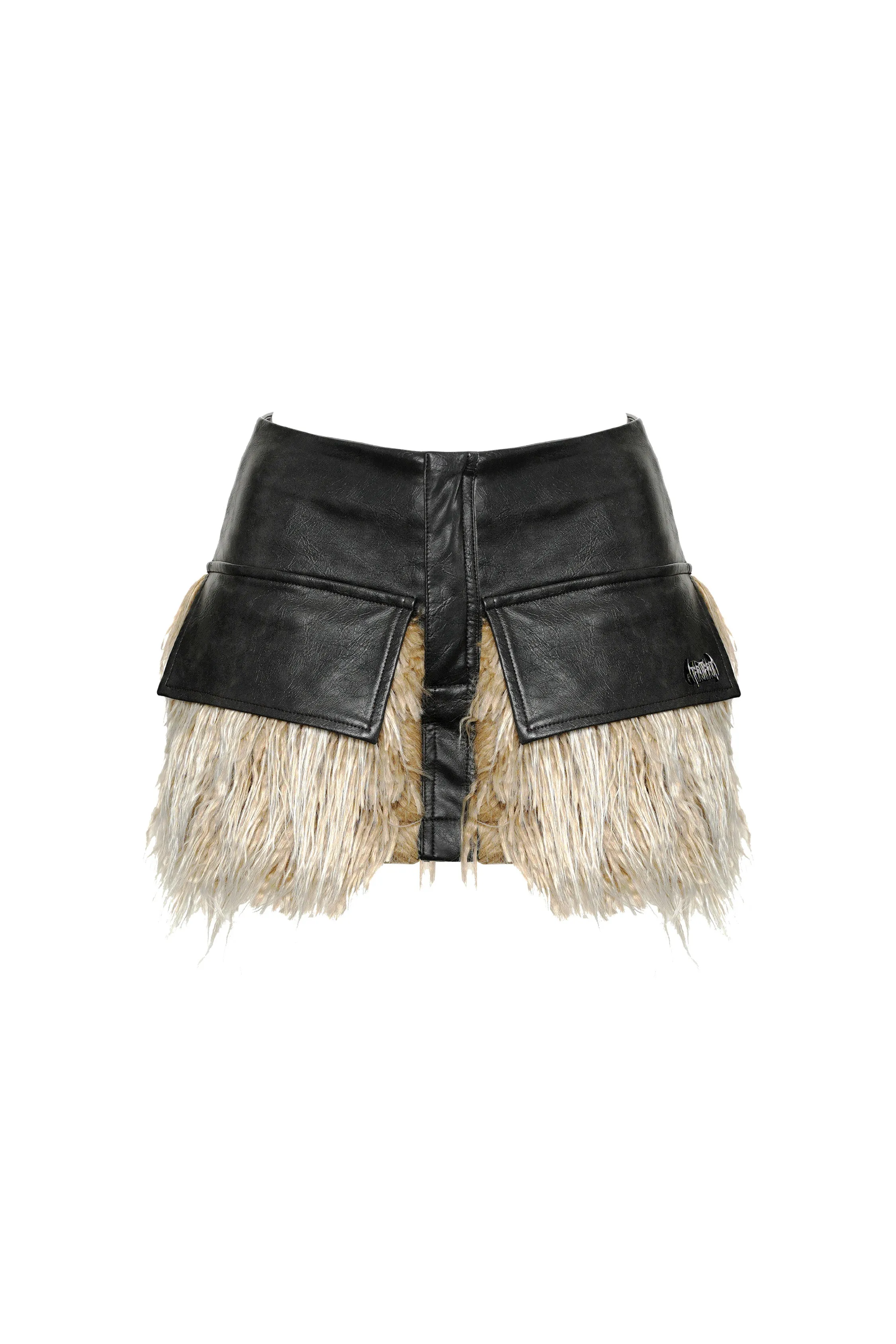 VICE CITY leather fur skirt