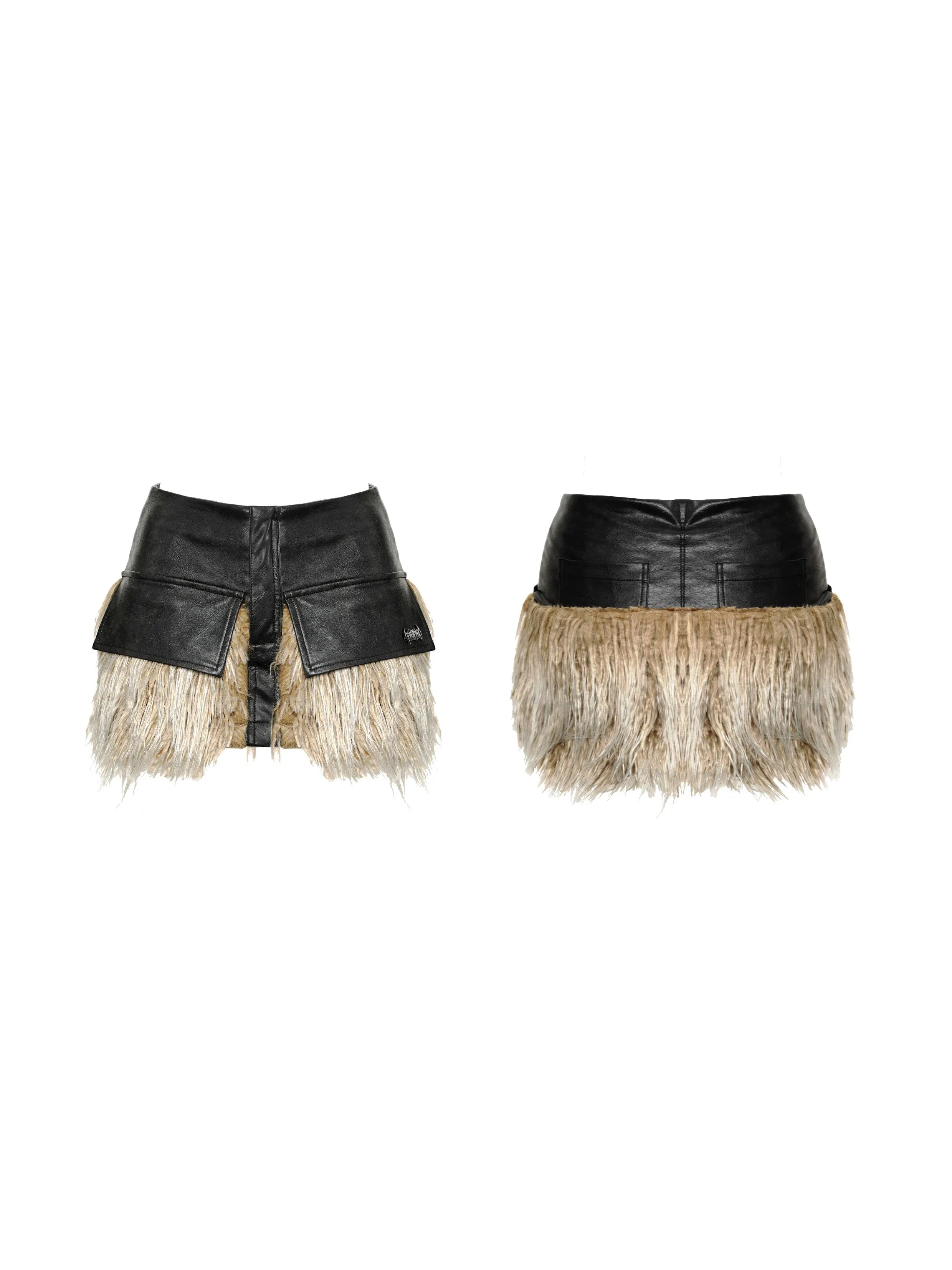 VICE CITY leather fur skirt